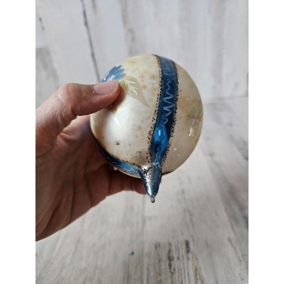 Vintage Germany blue glitter teardrop flower ornament Xmas tree - Picture 8 of 8